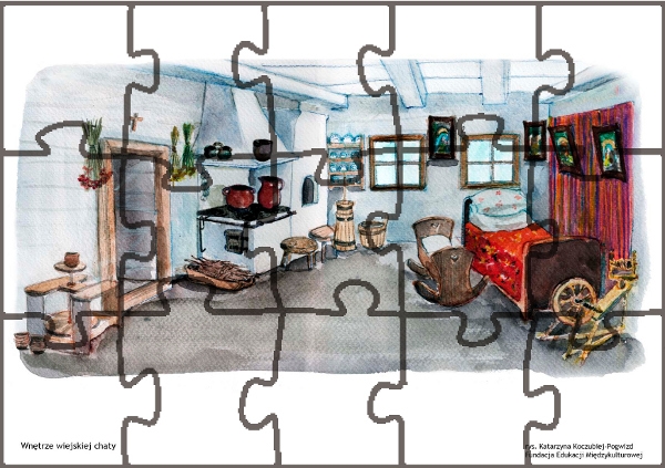 puzzle wnętrze chaty